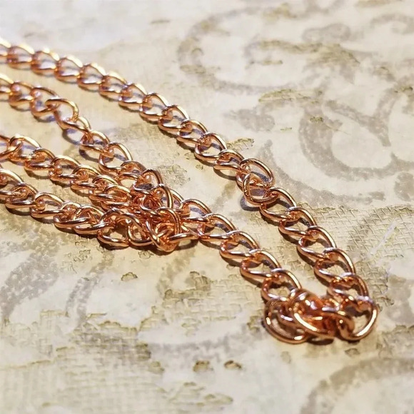Solid Shiny Pure India Copper Metal 5x4mm Oval Link Curb Chain Necklace 18" Long - Picture 7 of 7